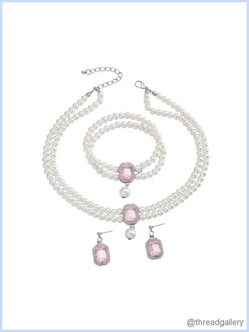 Pearl Necklace Earring Bracelet Set Round Resin Party Prom Wedding Set